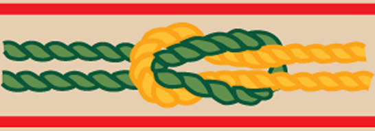 James E. West Fellowship Scouter knot insignia featuring a green and gold square knot on a white background.